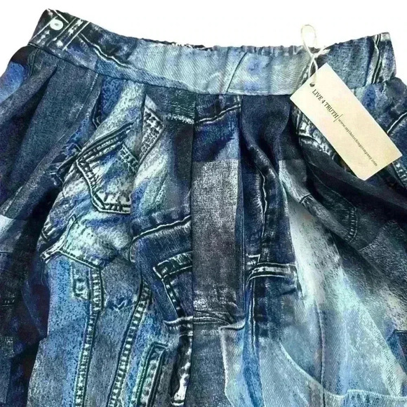 NWT Live 4 Truth Palazzo Straight Leg Print Maxi Pants Denim Design women Med. - Picture 5 of 13